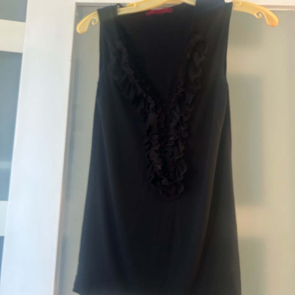 Velvet Black Ruffled Tank Top